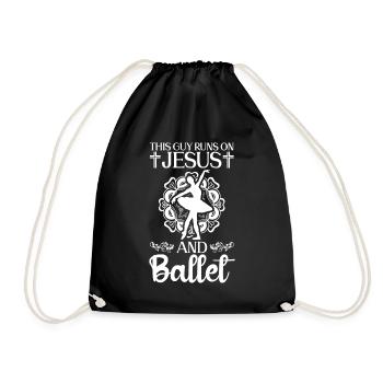This guy runs on Jesus and ballet dancers - Drawstring Bag - black - Front