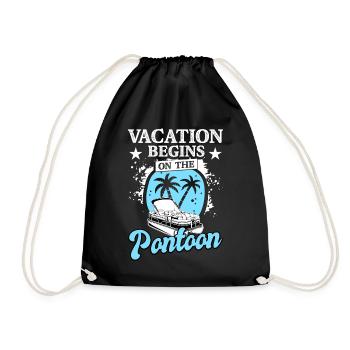 Barge Boating Pontoon Jetty Summer Holiday - Drawstring Bag - black - Front