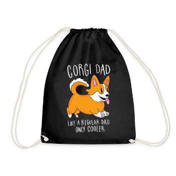 Best Corgi Dad Ever Retro Vintage - Drawstring Bag - black - Front