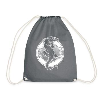 Schopfgecko Tattoo Stil Reptilienhalter Crestie - Turnbeutel - Grau - Vorne