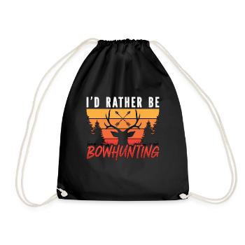 Bowhunting I'd Rather Be Archer Shooting Bowhunter - Drawstring Bag - black - Front