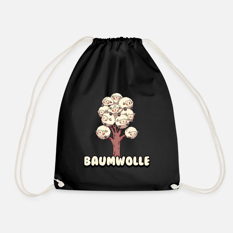 Baumwolle Cotton Tree Animals Fluffy Sheep Earth - Turnbeutel - Schwarz