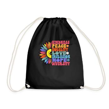 Kindness Peace Equality Love Hope - Drawstring Bag - black - Front