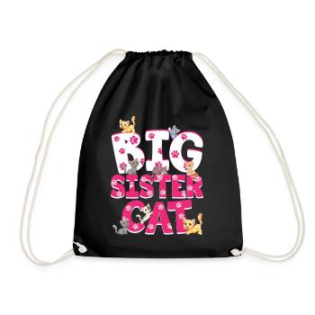 Big Sister Cat Bunte Katzen Lustige Geschwister - Turnbeutel - Schwarz - Vorne