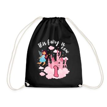 This fairy is now 1 magical castle 1. - Drawstring Bag - black - Front