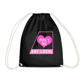 Breast Feeding Shirt, Eat Local Mama's Milk Tee, - Drawstring Bag - black - Front