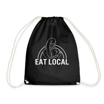 Breast Feeding Shirt, Eat Local Mother Baby Tee, - Drawstring Bag - black - Front