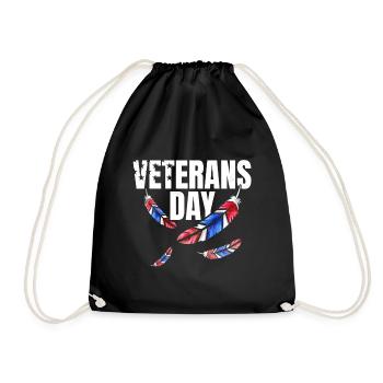 Red Blue And White Feathers For Veterans Day - Drawstring Bag - black - Front