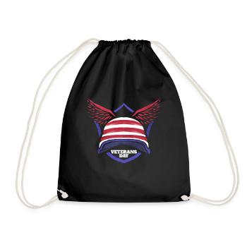Patriotic Helmet And Wings On Veterans Day - Turnbeutel - Schwarz - Vorne
