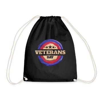 Round Logo for Veterans Day - Drawstring Bag - black - Front