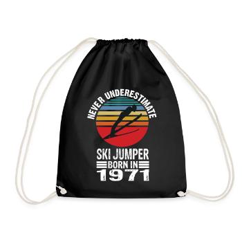Never Underestimate Ski Jumper born in 1971 - Turnbeutel - Schwarz - Vorne