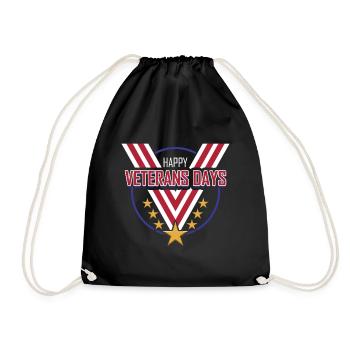 Big V Shaped Medal Ribbon Happy Veterans Day - Turnbeutel - Schwarz - Vorne