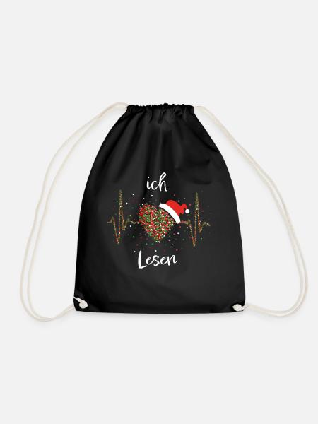Lesen Leseratte Bücherwurm Nikolaus Christmas - Turnbeutel - Schwarz