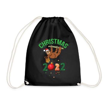 Noël 2022 Drôle de paresseux Père Noël - Sac de sport léger - noir - Devant