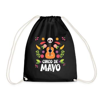 Cinco de Mayo Violin Skull Mexico National Day Mex - Drawstring Bag - black - Front