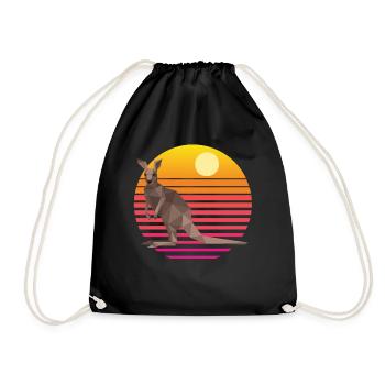 Kangaroo Sunset Australia Kangaroos Retro - Drawstring Bag - black - Front