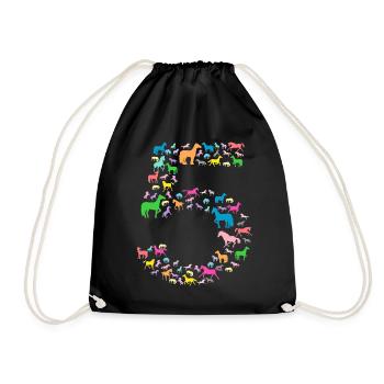 FIVE YEARS WITH HORSES AND UNICORNS - Drawstring Bag - black - Front