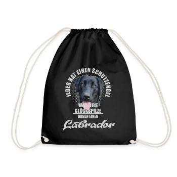 Schwarzer Labrador Schutzengel Spruch - Turnbeutel - Schwarz - Vorne