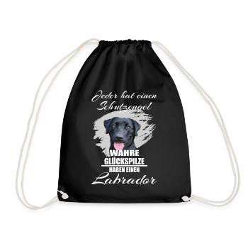 Schwarzer Labrador Schutzengel Spruch - Turnbeutel - Schwarz - Vorne