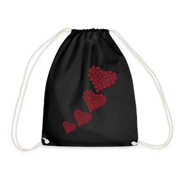 Dog Paw Hearts Dog Lover Dog Owner - Baby Dog Paws - Drawstring Bag - black - Front