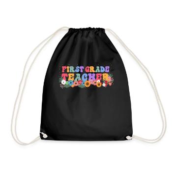 Enseignante de première année Fleurs sauvages florales - Sac de sport léger - noir - Devant