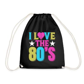 I Love The 80's 1980 Retro Vintage | 80s costume - Drawstring Bag - black - Front