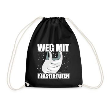 Weg mit Plastiktüten Umweltschutz Rettet die Meere - Turnbeutel - Schwarz - Vorne