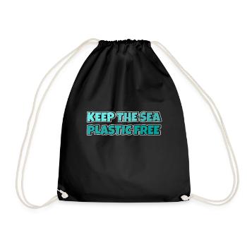 Keep The Sea Plastic Free Environmental Protection Save the Sea - Drawstring Bag - black - Front