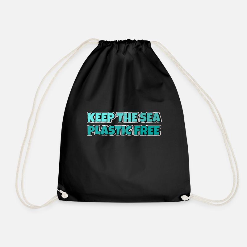 Keep The Sea Plastic Free Umweltschutz Meer retten - Turnbeutel - Schwarz