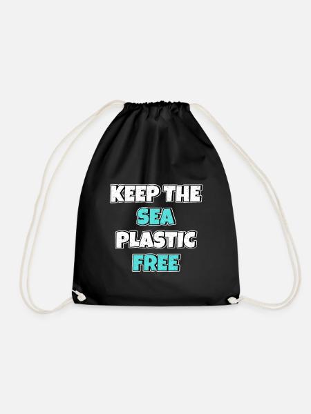 Keep The Sea Plastic Free Umweltschutz Meer retten - Turnbeutel - Schwarz