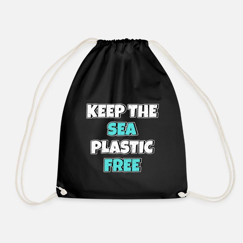Keep The Sea Plastic Free Umweltschutz Meer retten - Turnbeutel - Schwarz