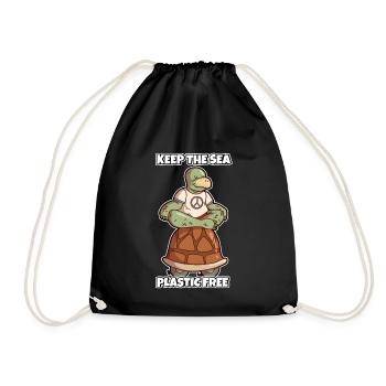 Keep The Sea Plastic Free Environmental Protection Save the Sea - Drawstring Bag - black - Front