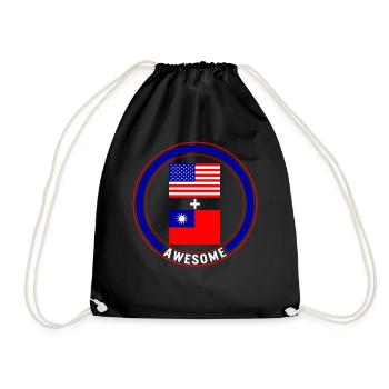 America And Taiwan Shirt, Awesome Taiwanese - Drawstring Bag - black - Front