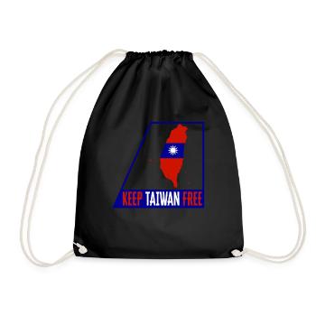 Taiwan Shirt, Keep Taiwan Free Flag Map Art Tee, - Drawstring Bag - black - Front