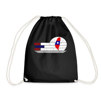 Taiwan Shirt, Keep Taiwan Free Flag Map Art Tee, - Drawstring Bag - black - Front