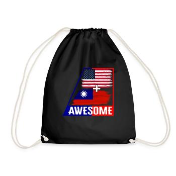 America And Taiwan Shirt, Awesome Taiwanese - Drawstring Bag - black - Front
