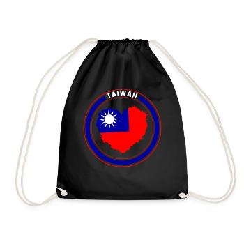Taiwan Hemd, Taiwan Flagge Herz Design Kunst Tee, - Turnbeutel - Schwarz - Vorne