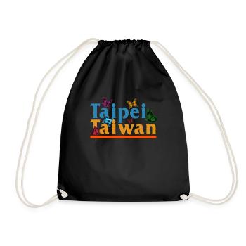 Taiwan Shirt, Taipei Taiwan Butterfly Tee, - Drawstring Bag - black - Front