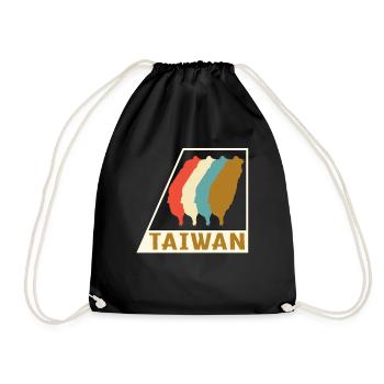 Taiwan Shirt, Taiwan Map Gift Tee, Chinese - Drawstring Bag - black - Front