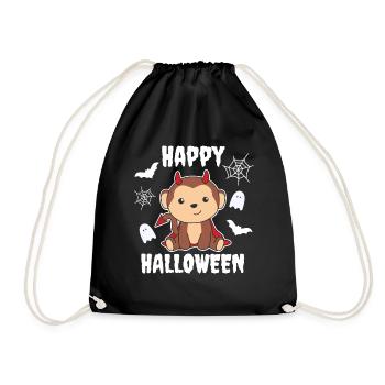 Monkey Happy Halloween Cute Devil Kids Costume - Drawstring Bag - black - Front