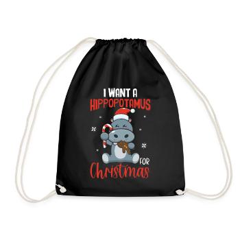 Citation de Noël - Je veux des hippopotames pour Noël Salut - Sac de sport léger - noir - Devant