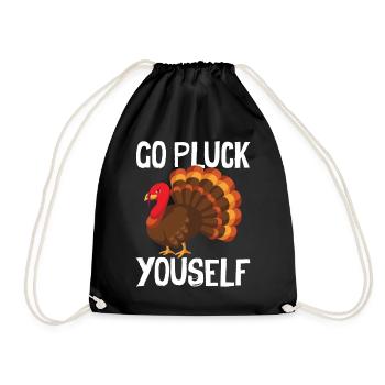 Happy Thanks Vegan - Turkey Go Pluck Yourself - Drawstring Bag - black - Front