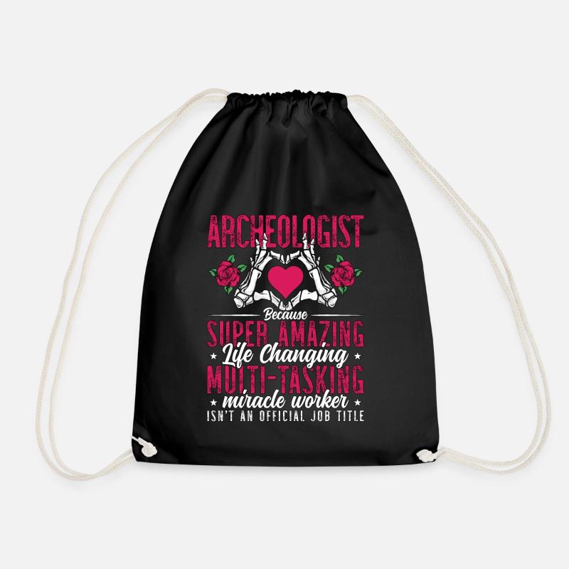 Archaeology Archaeologist Bec Fossil Archaeologist - Drawstring Bag - black