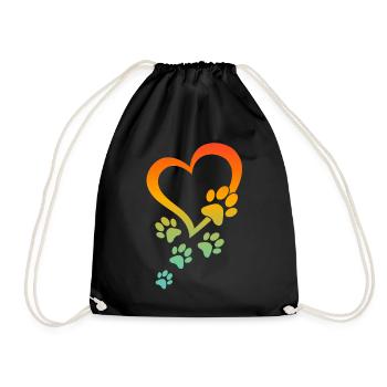 Dog Paw Heart Baby Dogs - Dog Paws Heart - Dog Paw - Drawstring Bag - black - Front
