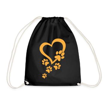 Dog Paw Heart Baby Dog Paws Heart - Dog Paw - Drawstring Bag - black - Front