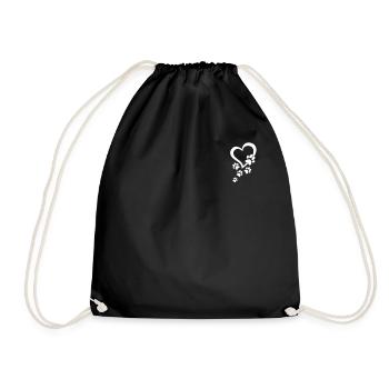 Dog Paw Heart Baby Dog Paws Heart - Dog Owner Dog - Drawstring Bag - black - Front