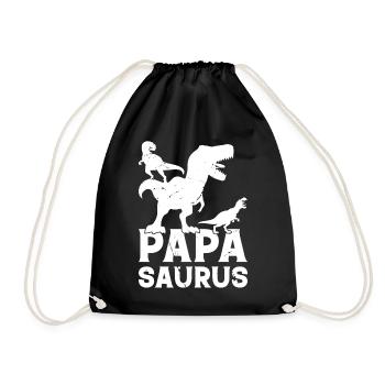 Papa Saurus Dinosaure Papa avec deux enfants - Papasaur - Sac de sport léger - noir - Devant