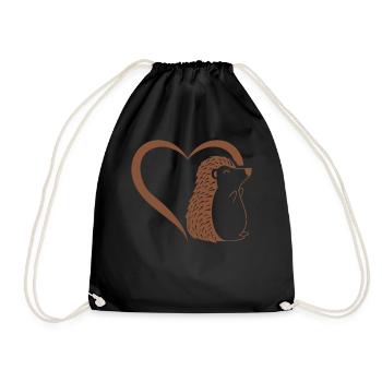Cute Hedgehog Heart Baby Hedgehog - Cute Hedgehog - Drawstring Bag - black - Front