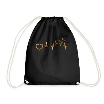Cow Heartbeat Line Art Cow Heart - Milk Cow Heartb - Turnbeutel - Schwarz - Vorne