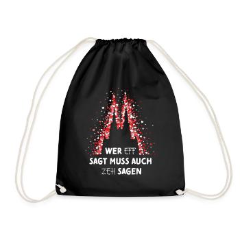 Kölner Dom Rot Weiss Rut Wies Karneval Fasching - Turnbeutel - Schwarz - Vorne